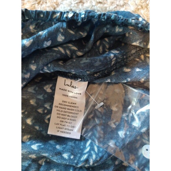 Lulus Blue & White Top Small Nwt Tassel Feminine ruched Boho Cottage Core - Picture 10 of 11